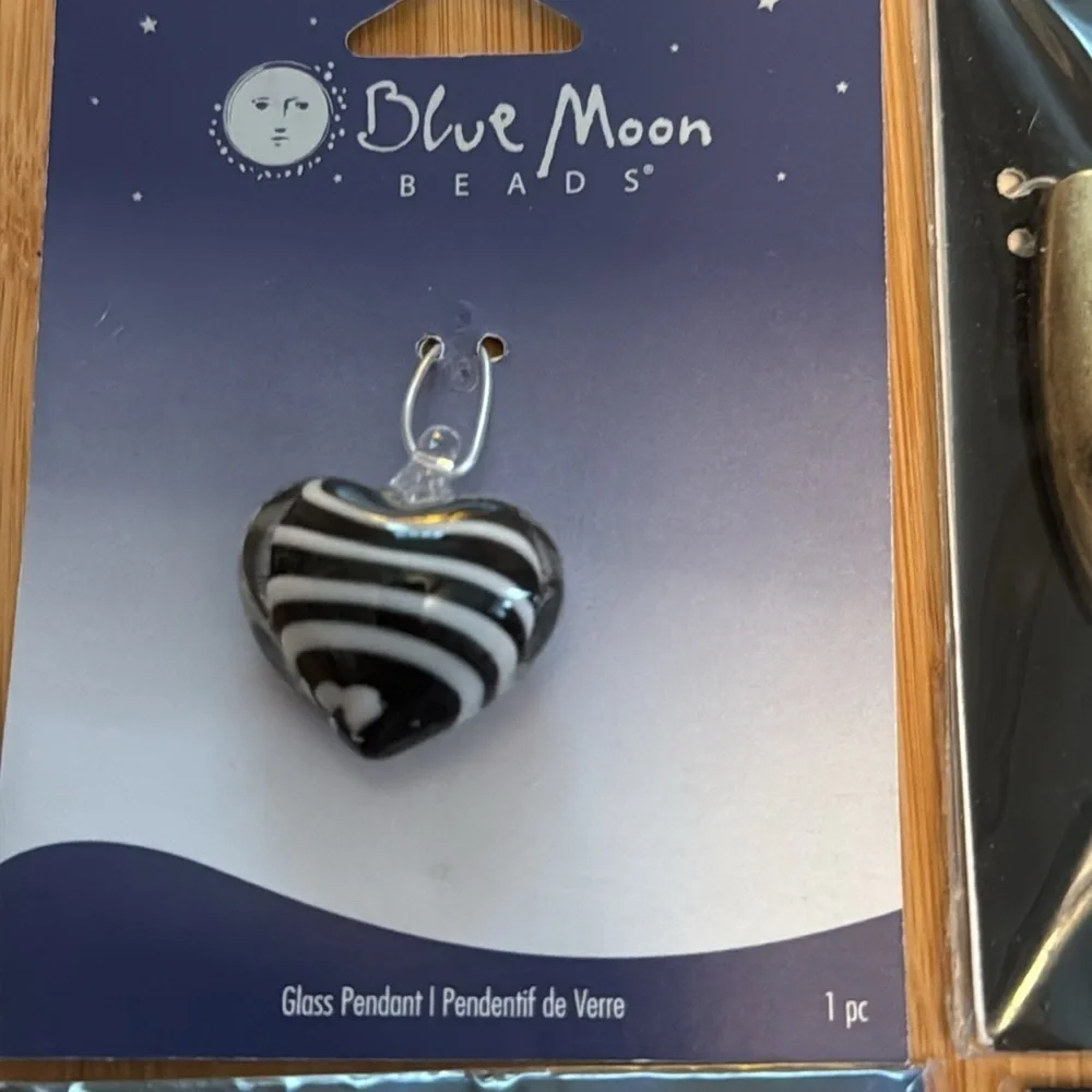 NWT Blue Moon 3 Metal and 1 Glass Jewelry Making Pendants